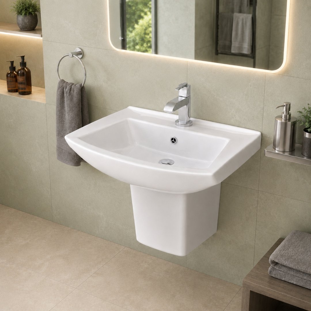SILVER Washbasin with Pedestal - My Home Studio